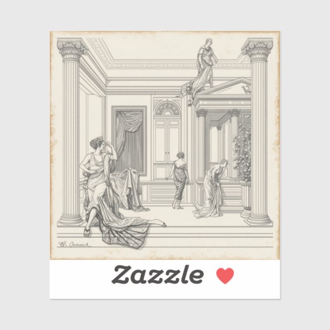 Sticker Timeless Elegance: Black & White Traditional Paint (Feuille)