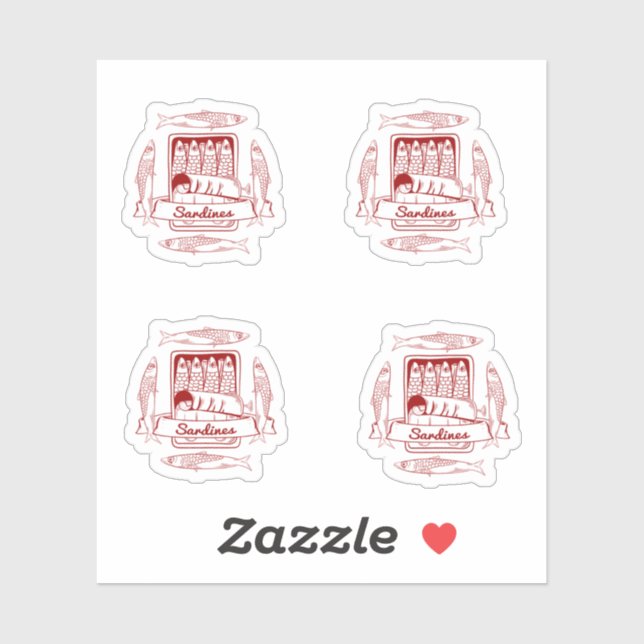 Sticker Tin de sardines pop art (Feuille)