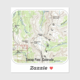 Sticker Tincup Pass Colorado Topo
