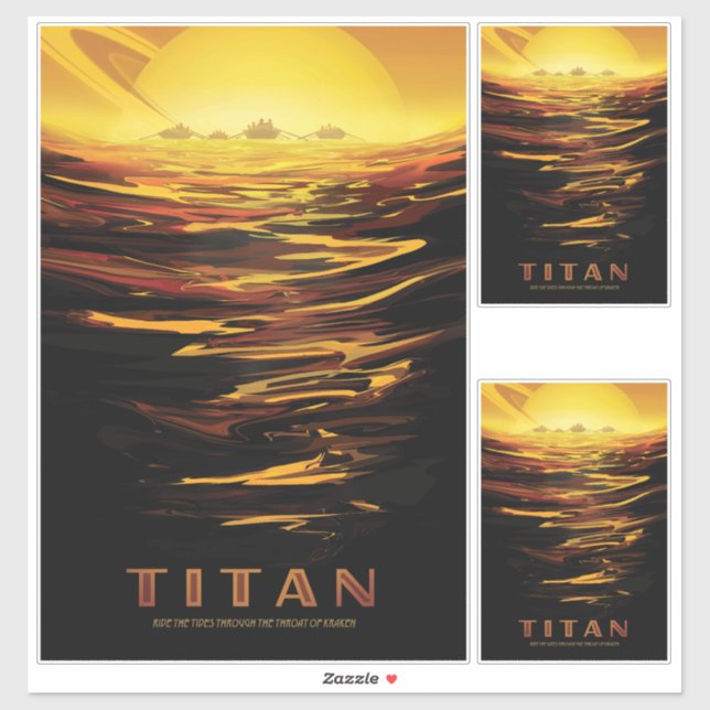Sticker Titan la plus grande lune de la planète Saturne (Feuille)