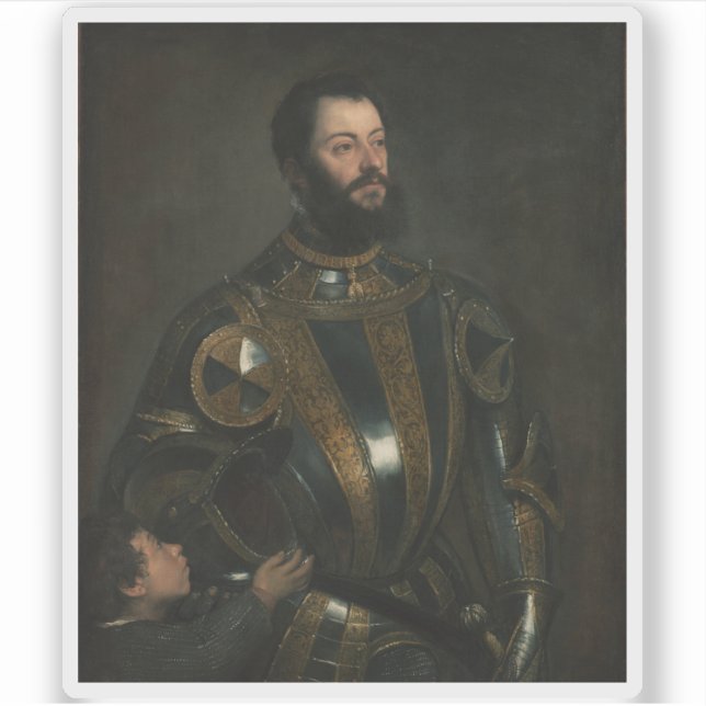 Sticker Tiziano Vecellio - Portrait d'Alfonso d'Avalos (Devant)
