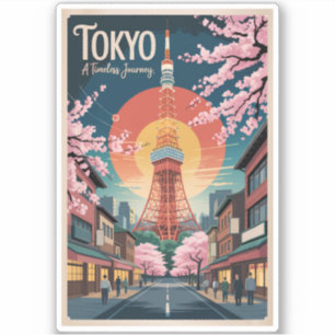 Sticker Tokyo Japon Illustration Voyage Art Rétro