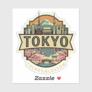 Sticker Tokyo Japon Skyline Mont Fuji Badge de Voyage