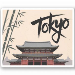 Sticker Tokyo Japon Voyage Art de calligraphie de temple v