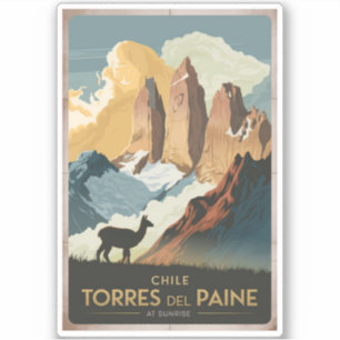 Sticker Torres del Paine Chili Illustration Art de Voyage