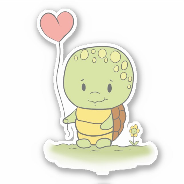 Sticker Tortue À Ballons Coeur (Devant)