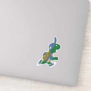Sticker Tortue à caricature portant un Casquette bleu