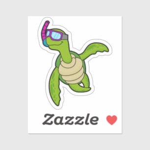 Sticker Tortue à la natation avec tuba