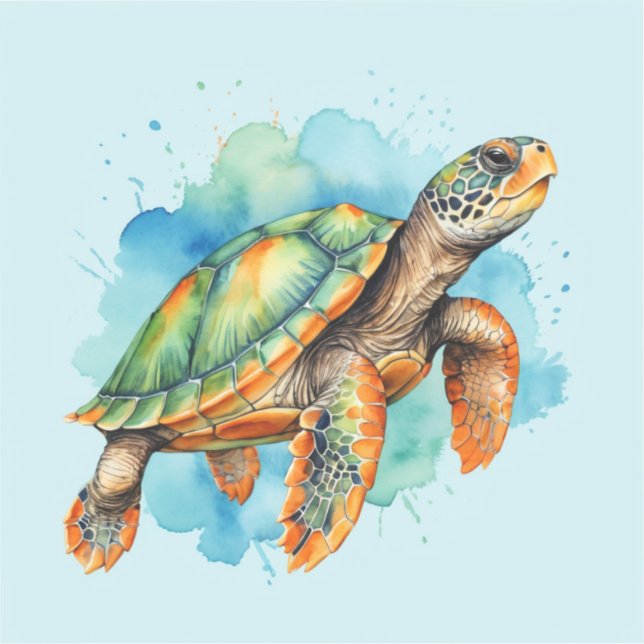 Sticker Tortue à peinture mignonne (Recto)