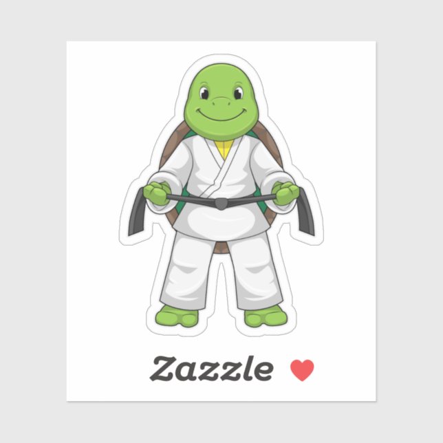 Sticker Tortue aux arts martiaux avec ceinture noire (Feuille)