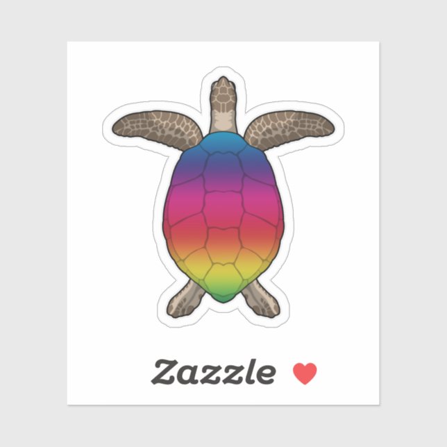 Sticker Tortue aux couleurs arc-en-ciel (Feuille)