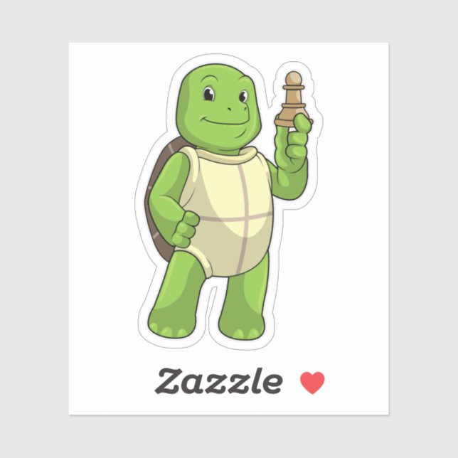 Sticker Tortue aux échecs avec pièce d'échecs Pion (Feuille)