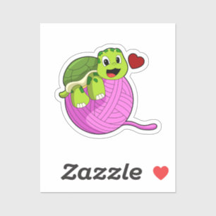 Sticker Tortue avec balle de laine