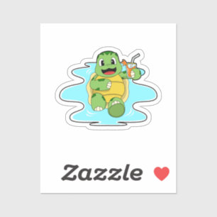 Sticker Tortue avec boisson dans l'eau