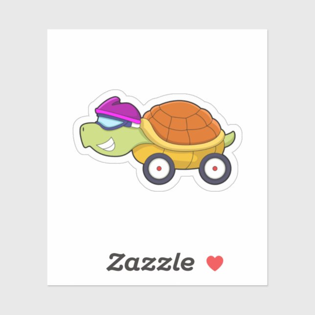 Sticker Tortue avec coquille comme voiture (Feuille)