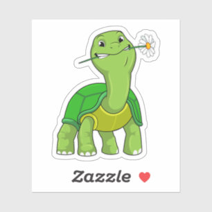 Sticker Tortue avec marguerite à fleurs