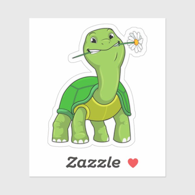 Sticker Tortue avec marguerite à fleurs (Feuille)