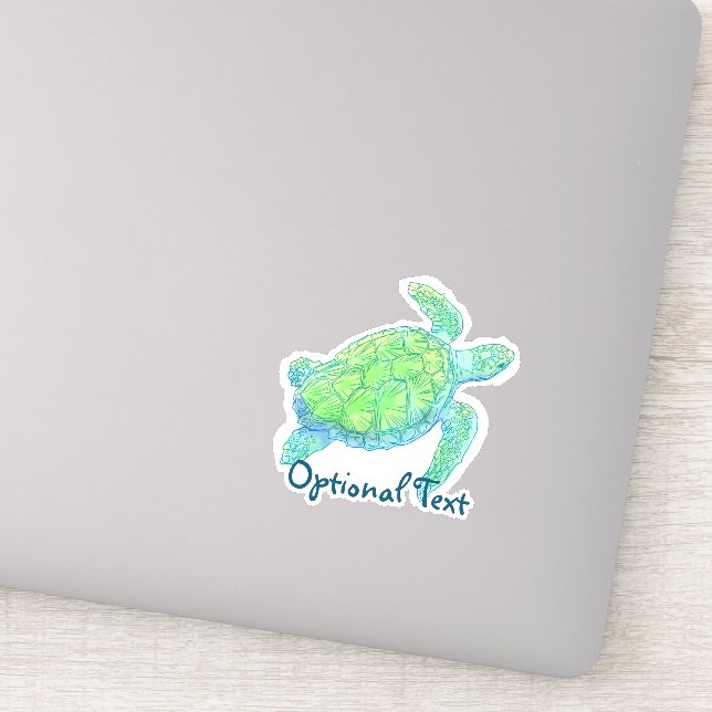 Sticker Tortue bleue et verte (Détail)