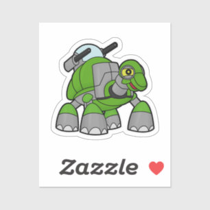 Sticker Tortue comme robot avec canons