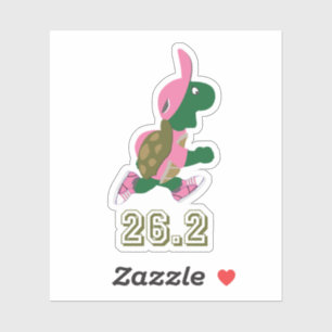 Sticker Tortue de course de marathon en rose