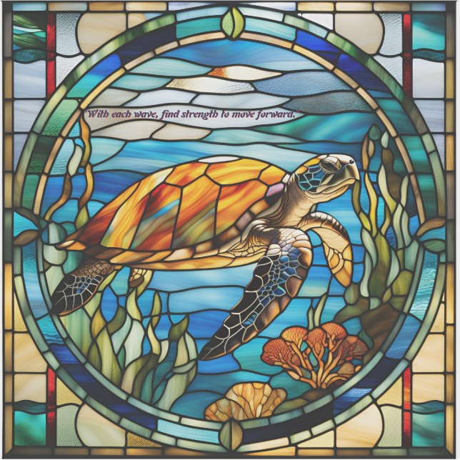 Sticker Tortue de mer en verre de Faux (Devant)