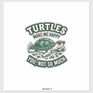 Sticker Tortue Drôle Me Rend Heureux Vintage 