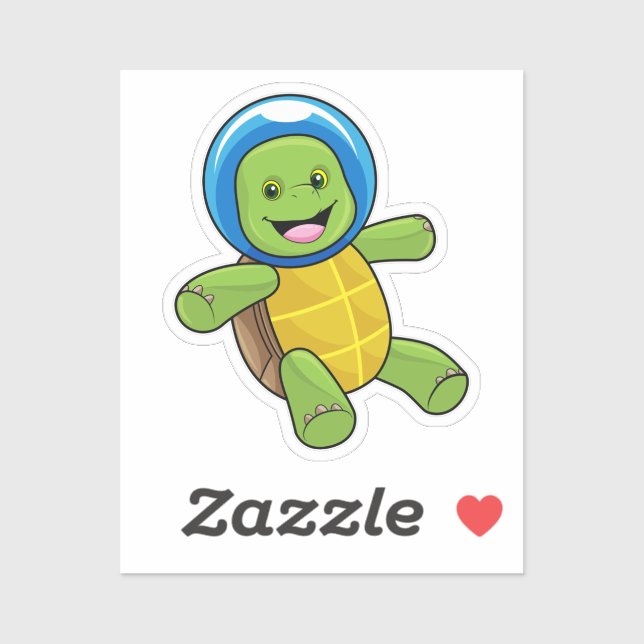 Sticker Tortue en astronaute avec boule de verre (Feuille)