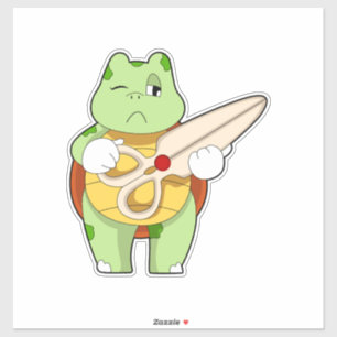 Sticker Tortue en coiffeur avec des ciseaux