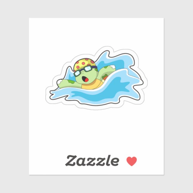 Sticker Tortue en nage dans l'eau (Feuille)