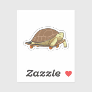Sticker Tortue en patinage avec skateboard