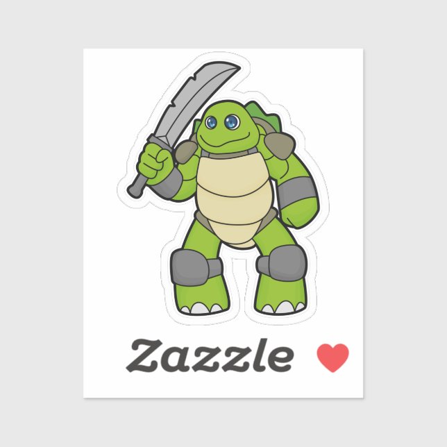 Sticker Tortue guerrière avec épée (Feuille)