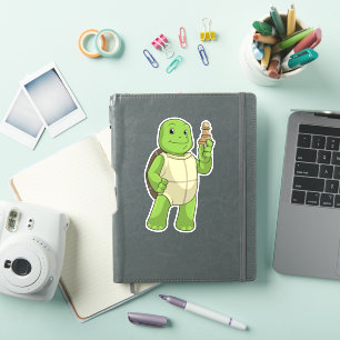 Sticker Tortue jouant aux échecs avec le pion de pièce d'é