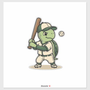 Sticker Tortue Mignonne Batteur de Baseball Art Vectoriel
