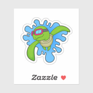 Sticker Tortue Piscine lunettes de natation