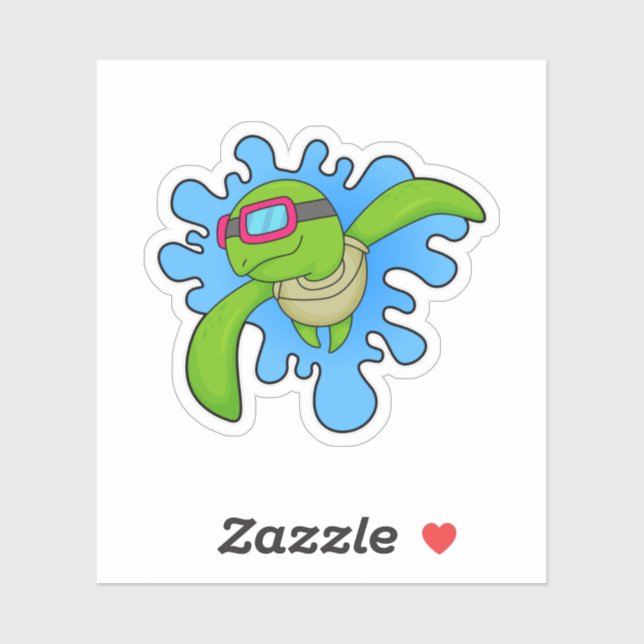 Sticker Tortue Piscine lunettes de natation (Feuille)