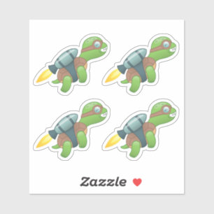 Sticker Tortue volante avec un Jetpack Set de 4
