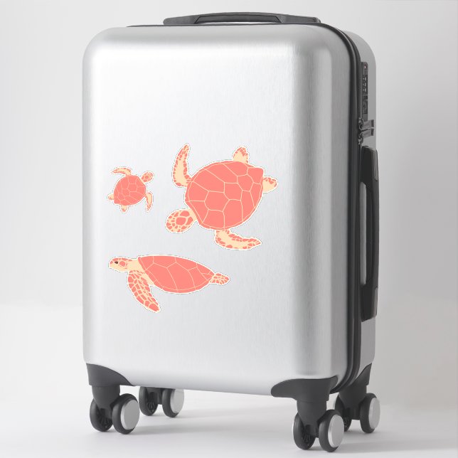 Sticker Tortues roses de corail (Sur valise)
