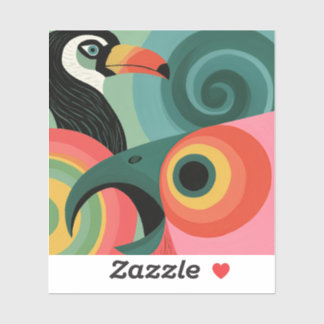 Sticker Toucan Géométrique Abstrait du Milieu du Siècle