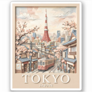 Sticker Tour Eiffel Japon Paysage Urbain Tokyo Sakura Voya
