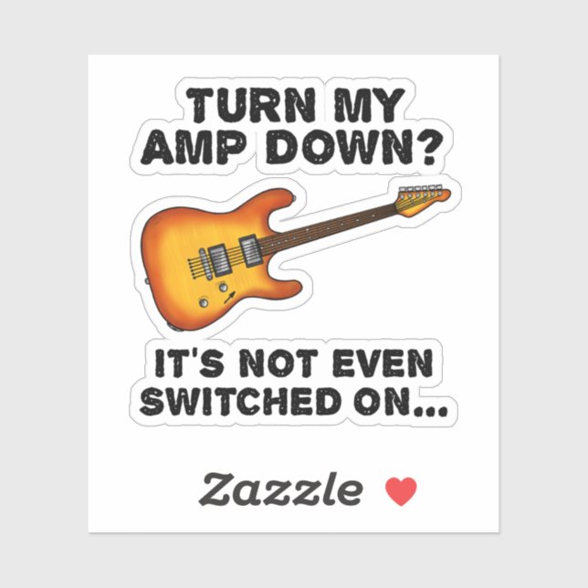 Sticker Tourner Mon Amp Vers Le Bas Guitare Électrique Fun (Feuille)