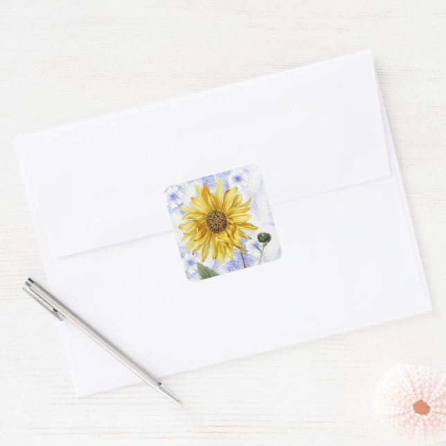 Sticker Tournesol Fleur vintage (Enveloppe)