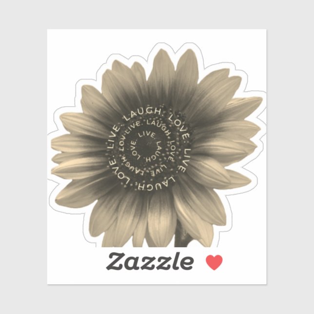 Sticker Tournesol Live, Rire, Amour (Feuille)