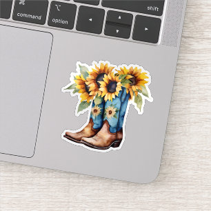 Sticker Tournesols et bottes de cowboy étanches