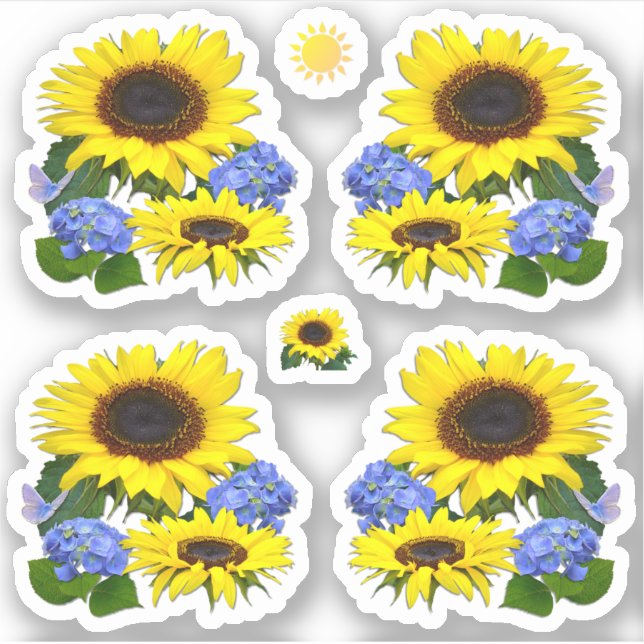 Sticker Tournesols et hydrangées (Devant)