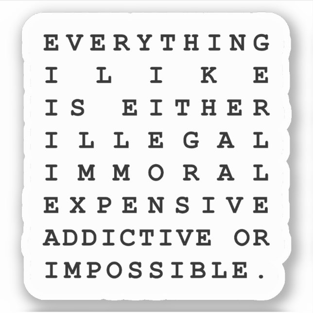 Sticker Tout ce que j'aime (Devant)