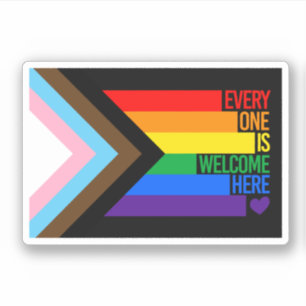 Sticker Tout le monde est bienvenu ici (Progress Pride)