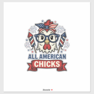 Sticker Toutes les poules américaines dessin vectoriel de