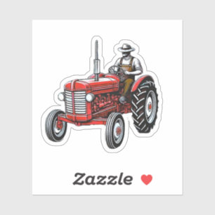 Sticker Tracteur rouge vintage