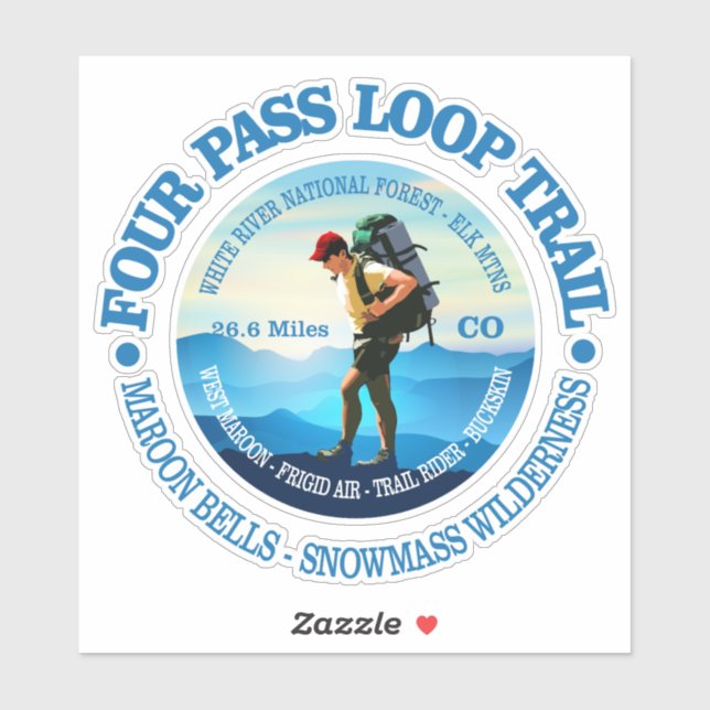Sticker Trail de boucle à quatre passes (Hiker C) (Feuille)
