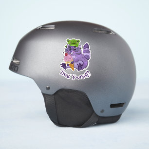 Sticker Traitez-vous, Raccoon pourpre avec Icecream